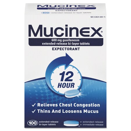 Mucinex Expectorant Regular Strength, PK1200 63824-00815